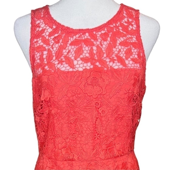 J.Crew Collection Coral Sleeveless Lace Sheath Cocktail Dress Size 2 - Picture 3 of 11